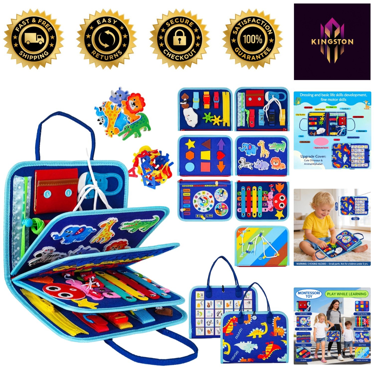 Portable Montessori Busy Book for Toddlers: Engaging Learning Activities 15×12
