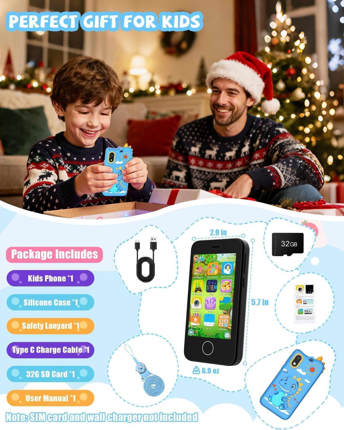 UNERVER Kids Smart Phone for Boy- Safest Phone for Kid & Teens, Talk & Text – Ki