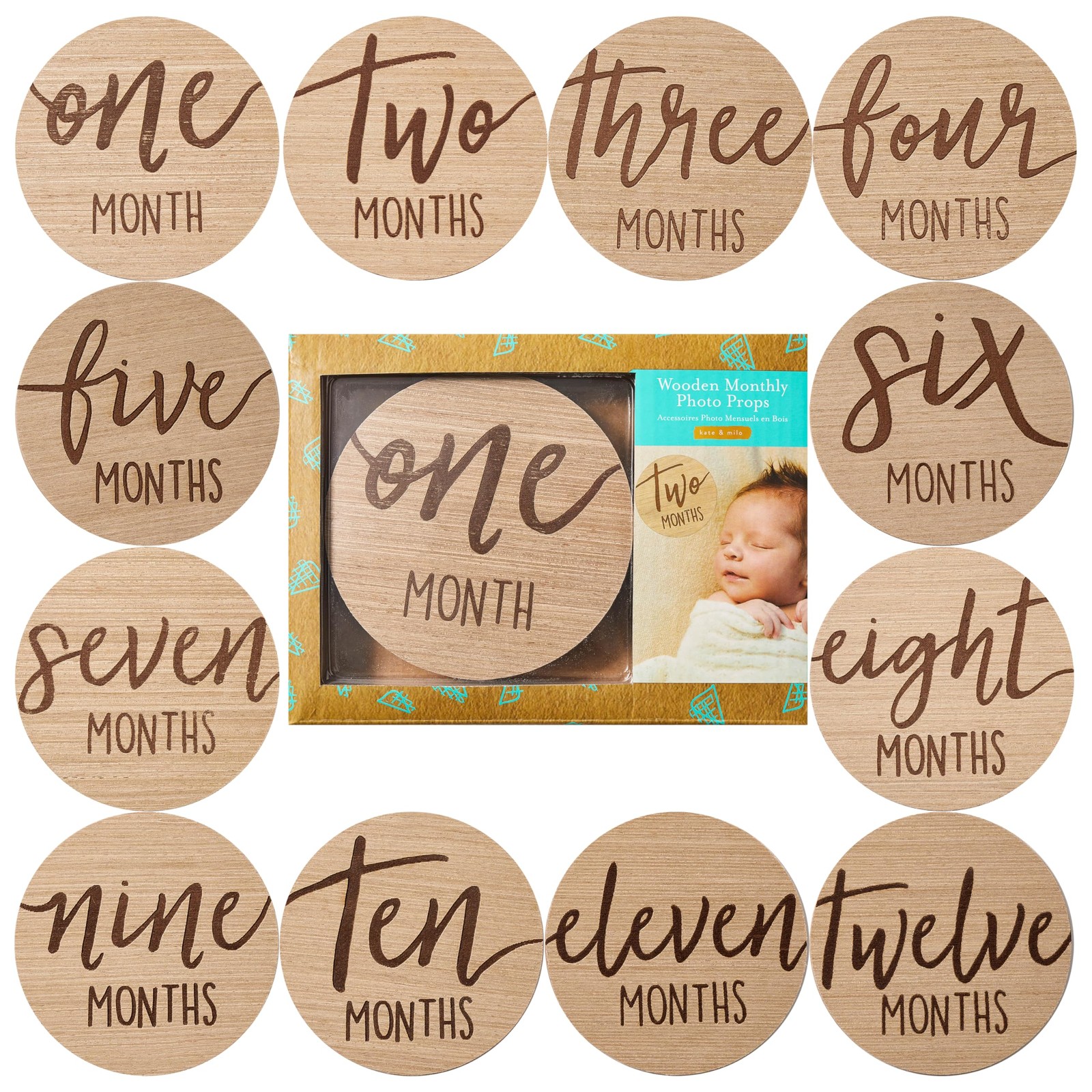 Kate & Milo Baby Monthly Milestone Marker Discs – Classic 1-Pack, Circle