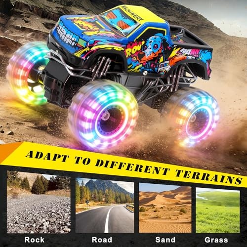 Remote Control Monster Truck Toys for Kids, 1:20 Scale 2.4GHz RC Car with