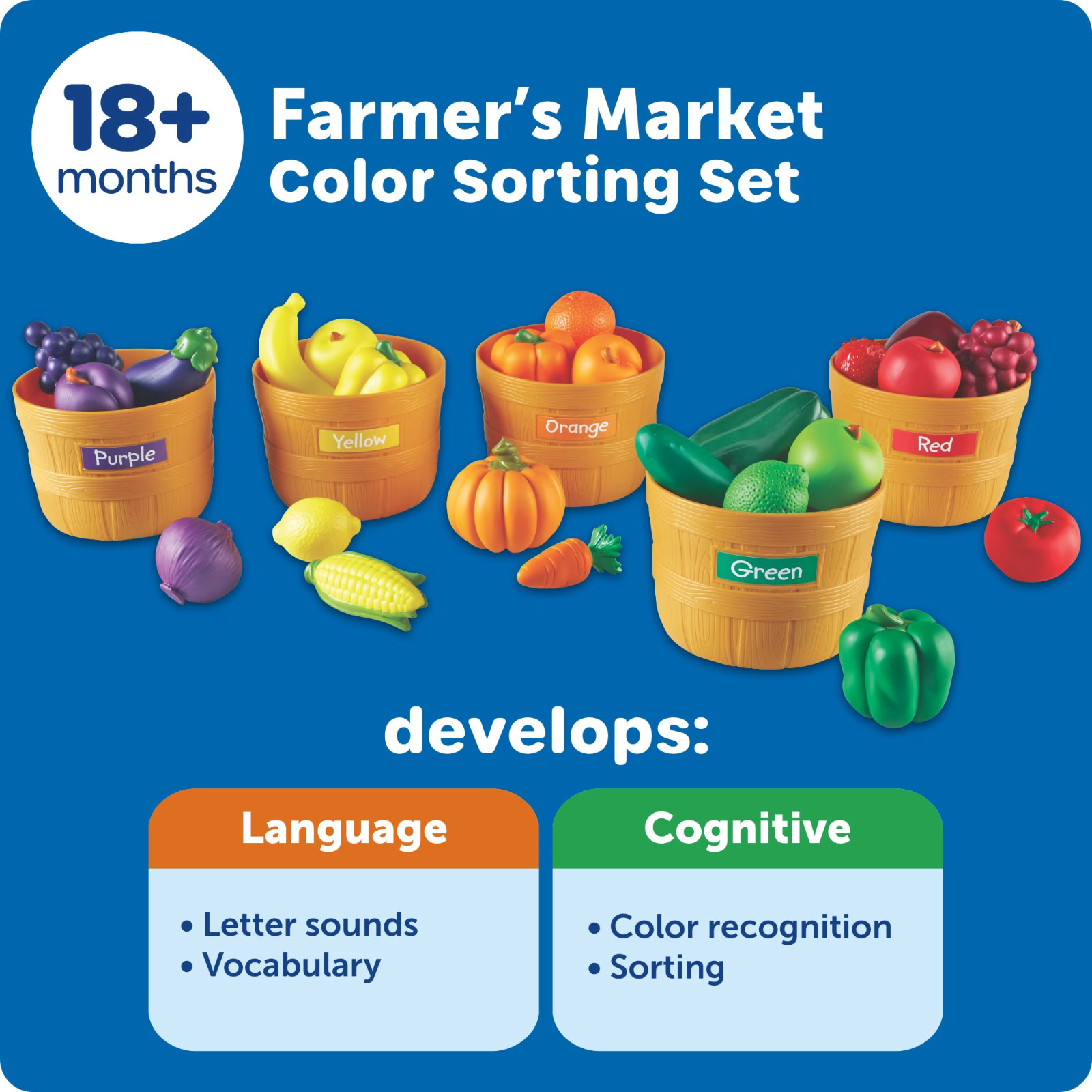 Learning Resources Farmer’s Market Color Sorting Set Toddler Toy 18+ Months