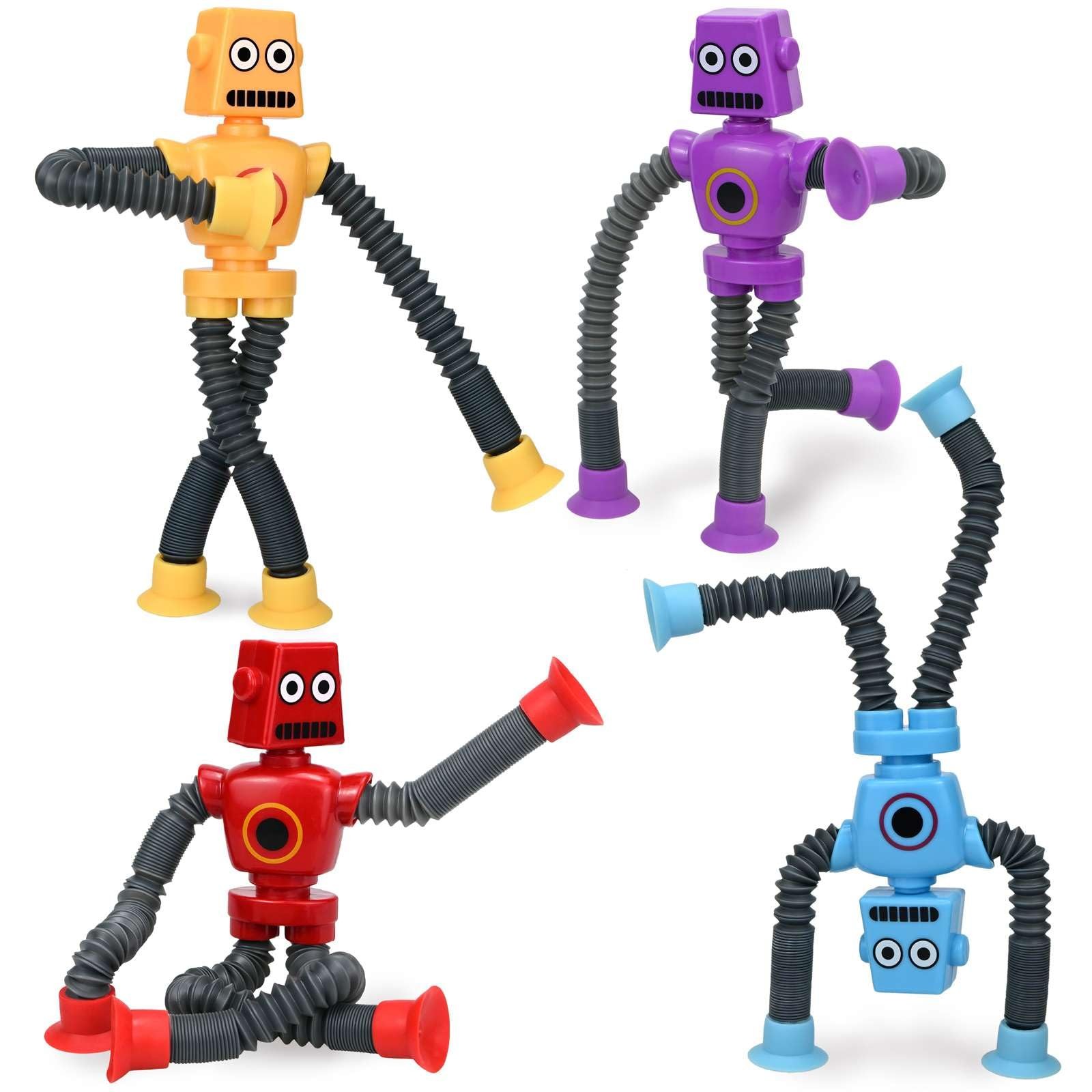 Easter Basket Stuffers, Robot Toys (4 5.6 inches, Red, Blue, Yellow, Purple
