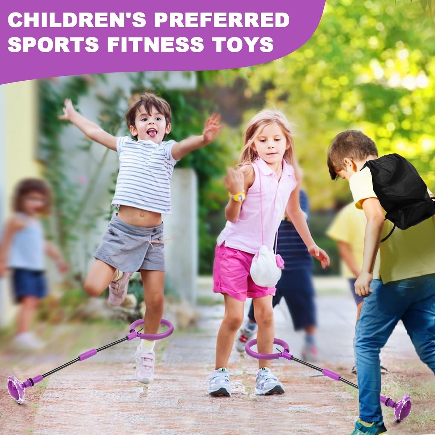 Skip Ball for Kids, Portable Foldable Colorful Flash Wheel Swing Ball Sports …