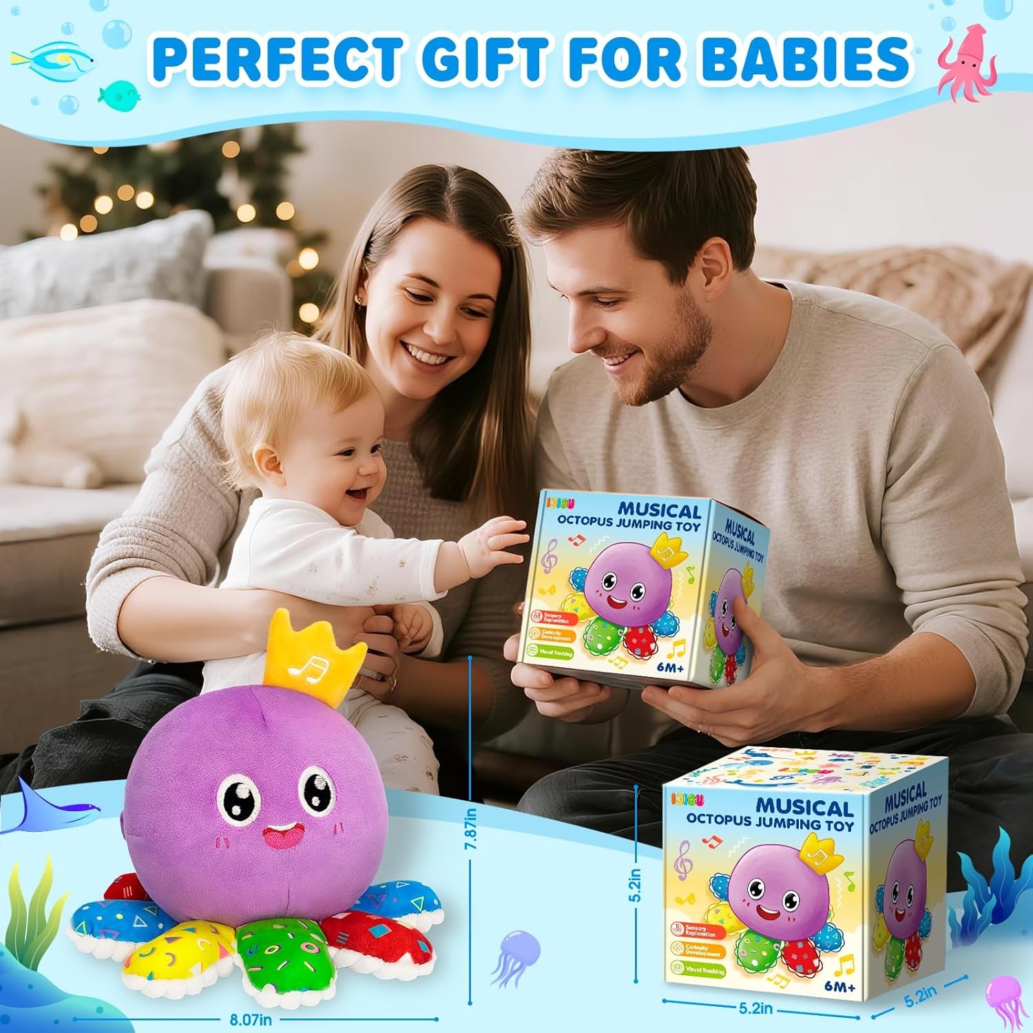Musical Toys for Babies 6-12-18 Months, Multi-Functional Interactive Crawling Da