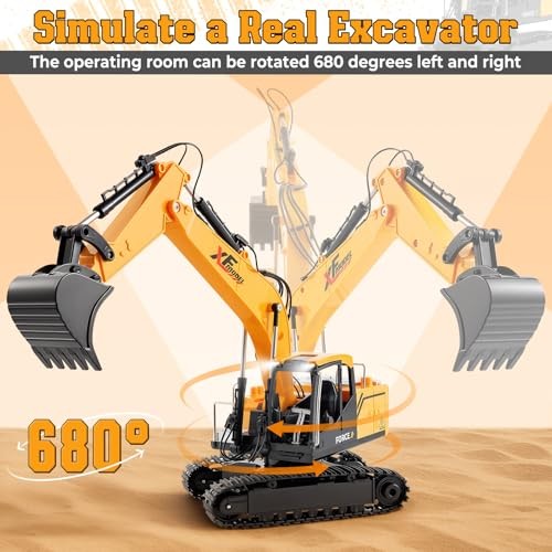 RC Excavator Toys for Boys Age 3, 4, 5, 6, 7, 8, 9, 10+ Years Old, 13CH