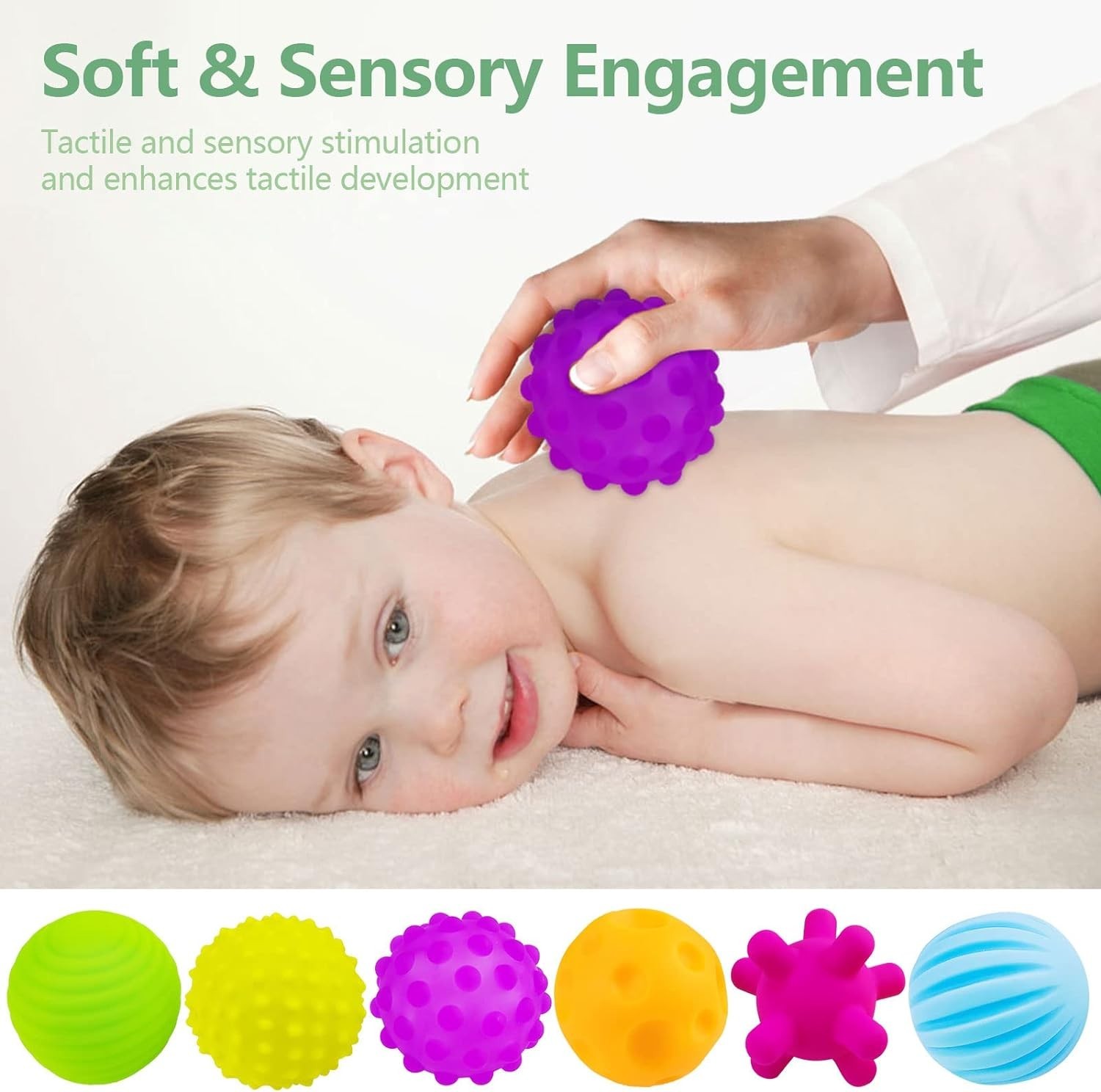 Gentle Squeaky Foam Balls for Tactile Exploration – Ideal for Babies 6-12