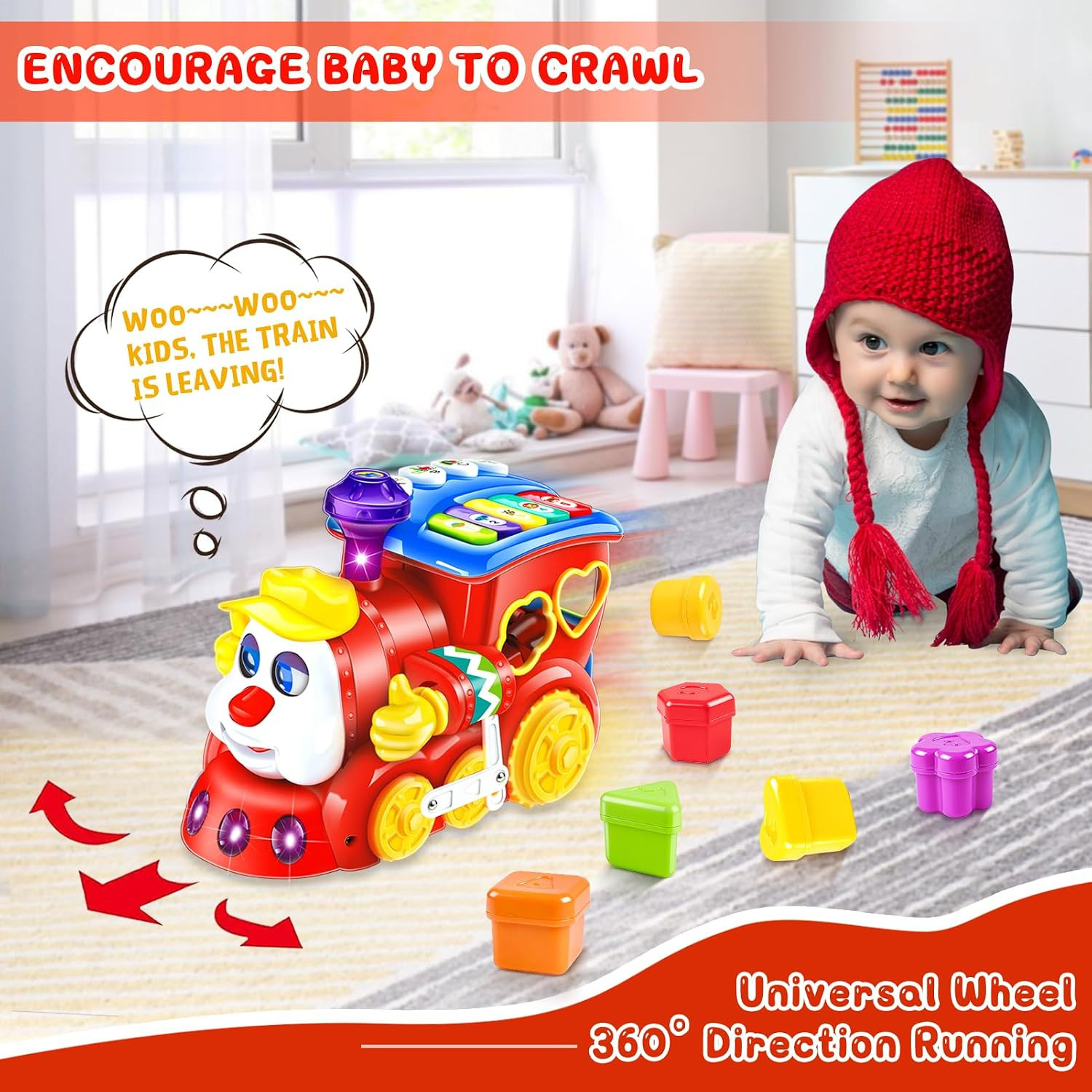 Baby Toys for 1 Year Old Boy Girl Gift Musical Train Baby Toys 6-12 12-18 Months