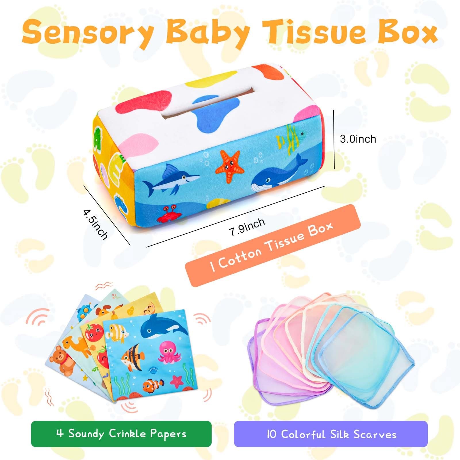 Baby Tissue Box Toy Montessori Toys for Infant 0 1 2 3 4 5 Multicolored