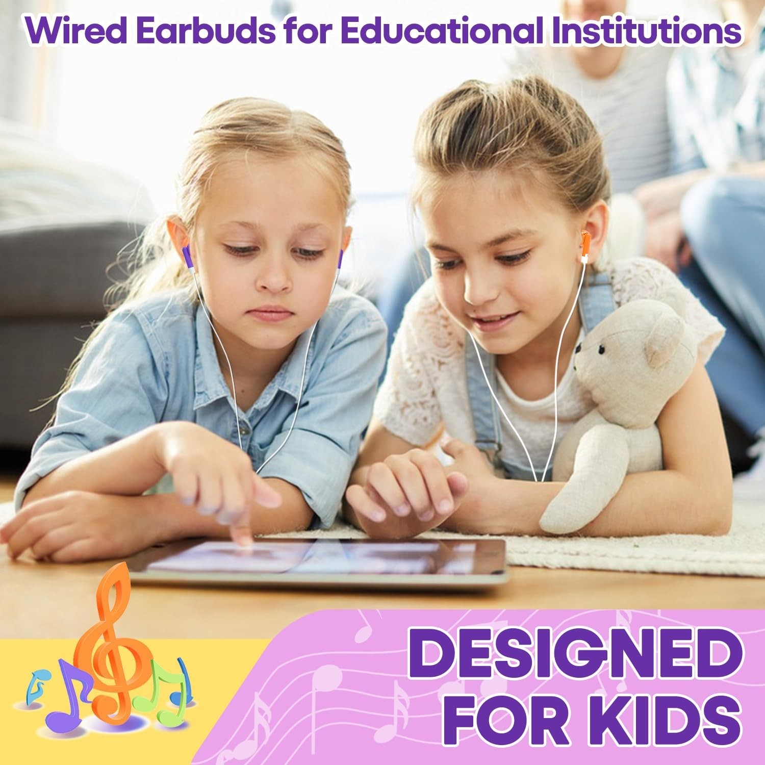 Kids Earbud Headphones Bulk 100 Pack Multi Color Class Set for School Classro…