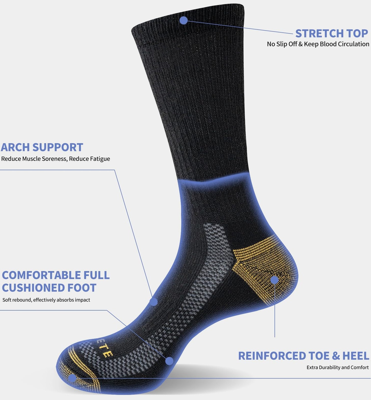 JOYNÉE Mens Athletic Crew Socks 5/10 Pairs Lightweight Cushioned Breathable