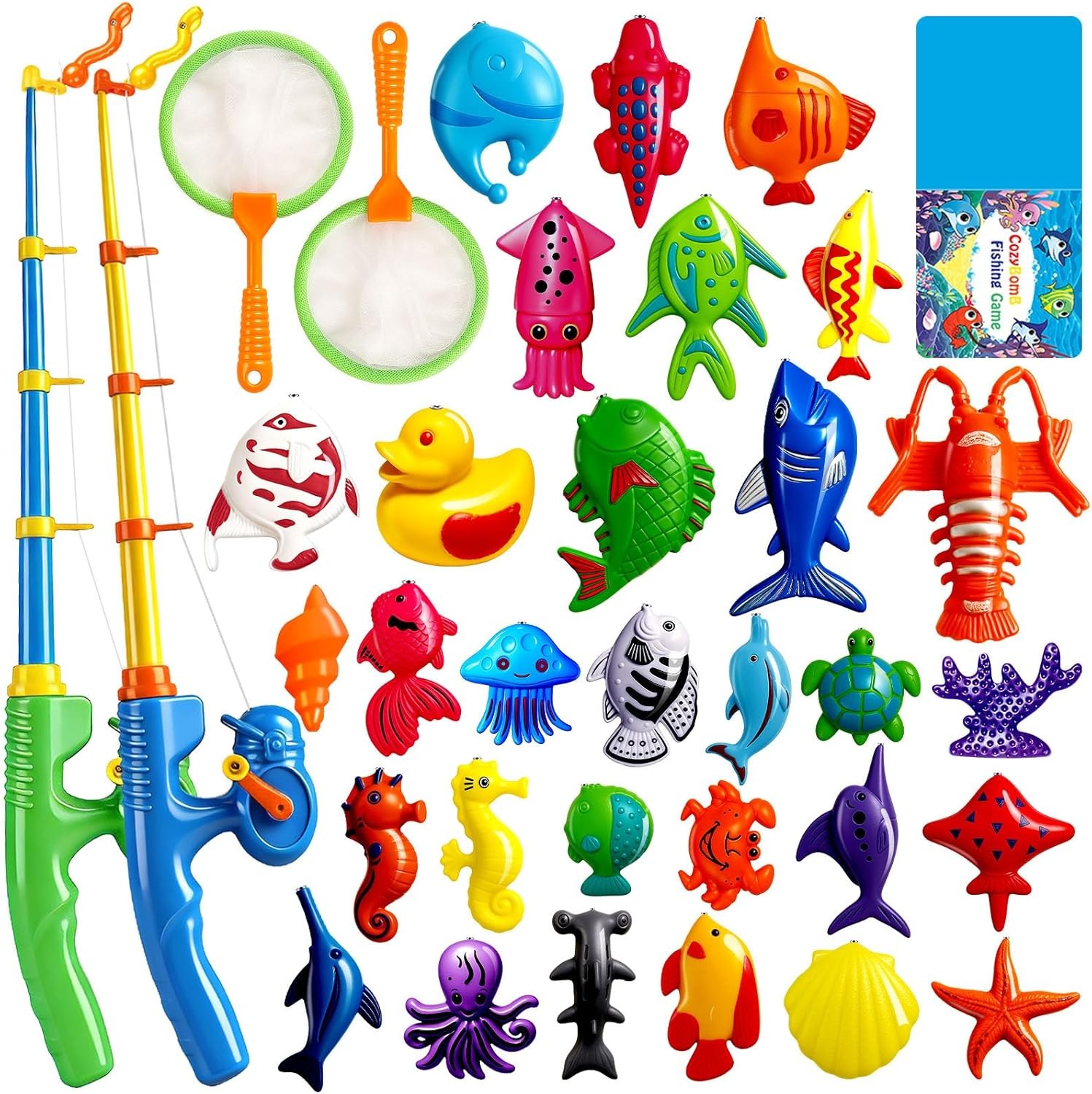 Kids Magnetic Fishing Toy Set Floating Fish Bath Pool Play Game
