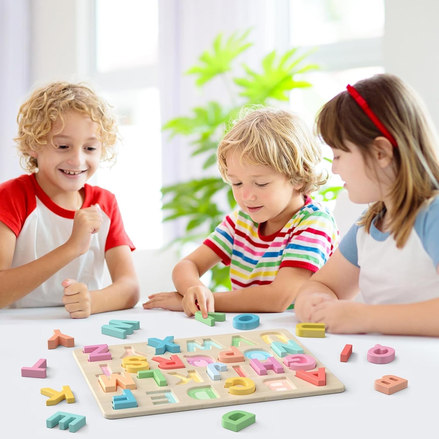 Educational Wooden Alphabet Puzzle for Kids Hand Eye Coordination