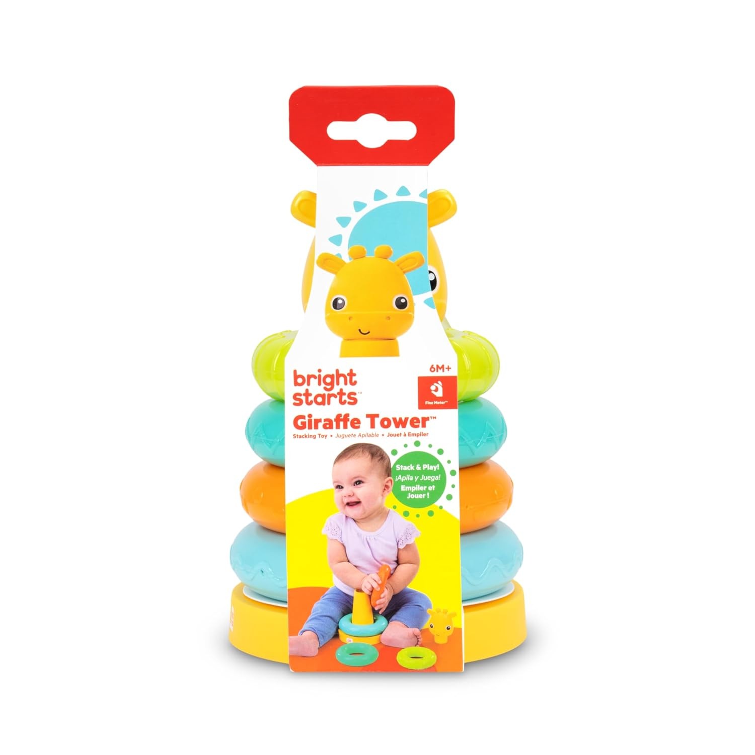 Giraffe Tower Stacking Toy, Multicolor, Unisex, 6 Months+ Baby Stacking Toys and