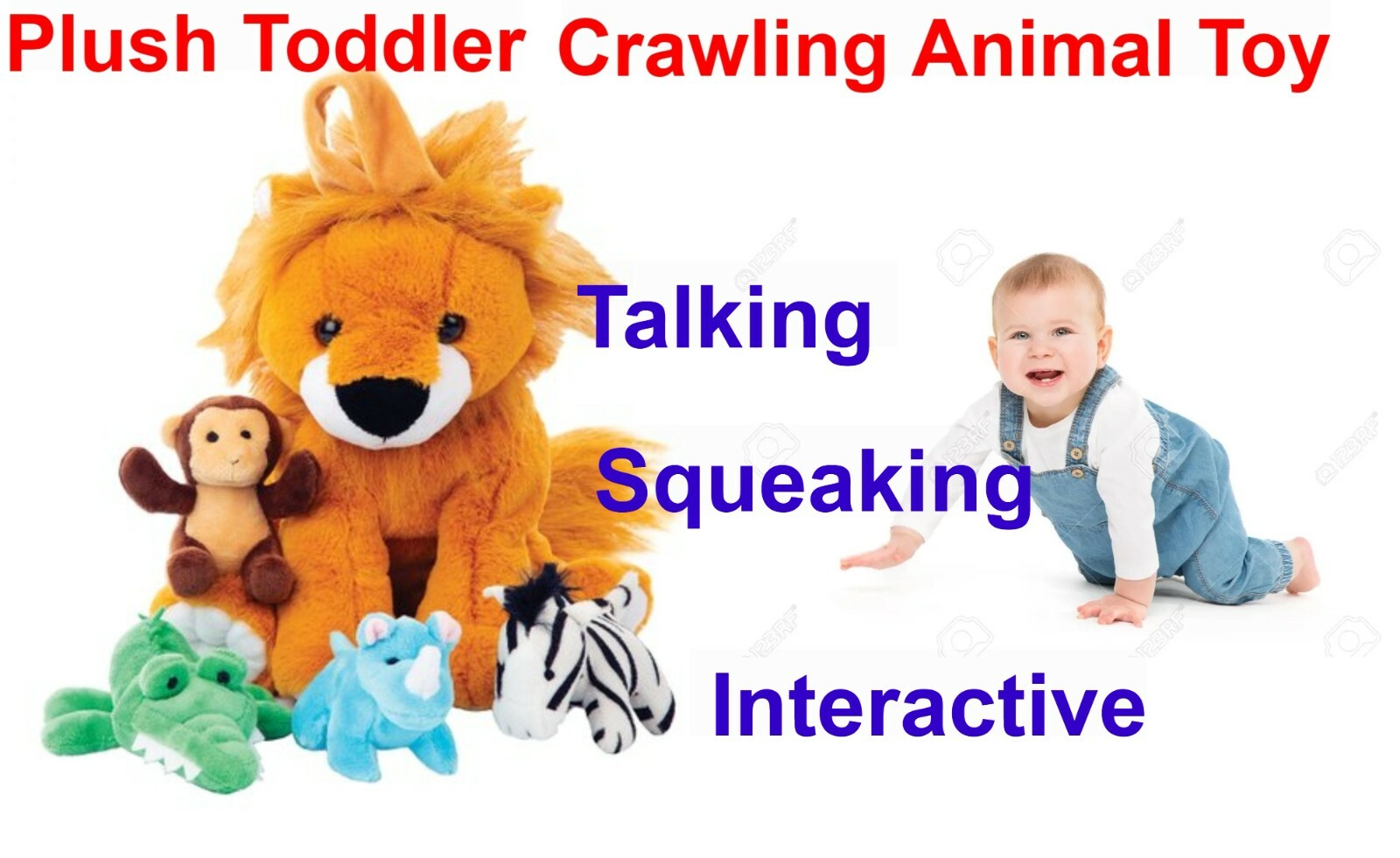 Animal Talking Plush Toddler Toy Crawling Baby Developmental Lion carrier Gift