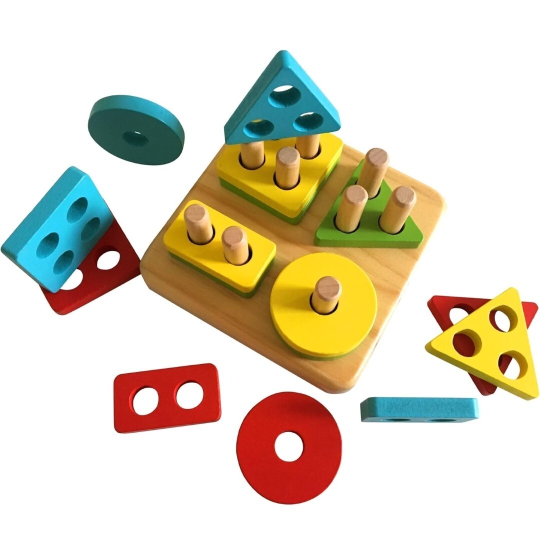 Montessori Toys for 1 2 3 4 Years Old Toddlers Wooden Sorting & Stacking Toys