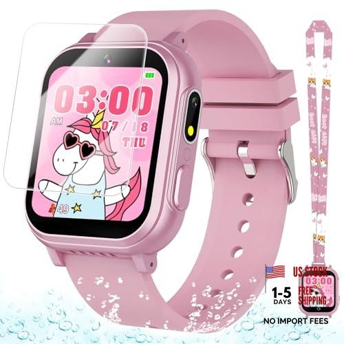 Pink Waterproof Smart Watch for Kids Age 5-12 with 32 Games – Pink