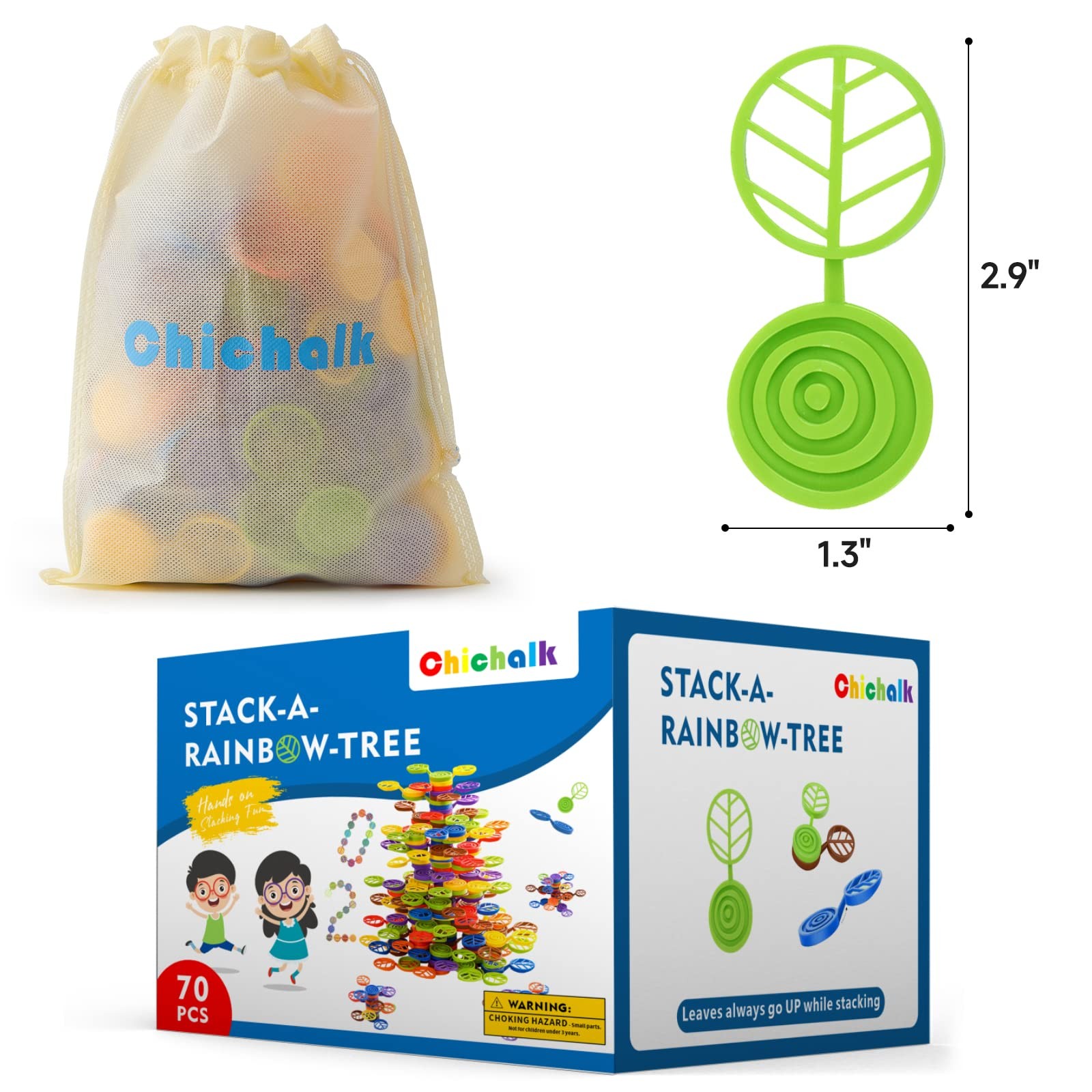 Stack-a-Rainbow-Tree Plastic Stacking Blocks 70 Piece, Balance Game Building …