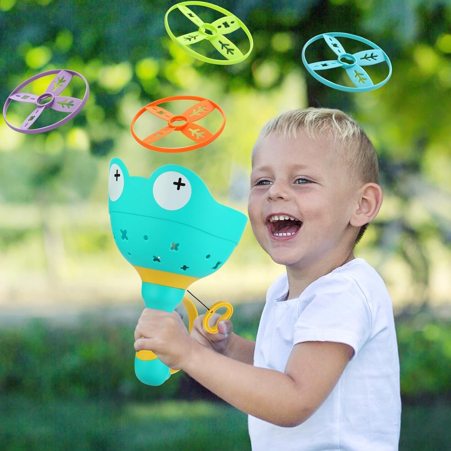 Outdoor Toys for Kids Ages 4-8: Flying Disc Launcher Toys Manual Capture Catc…