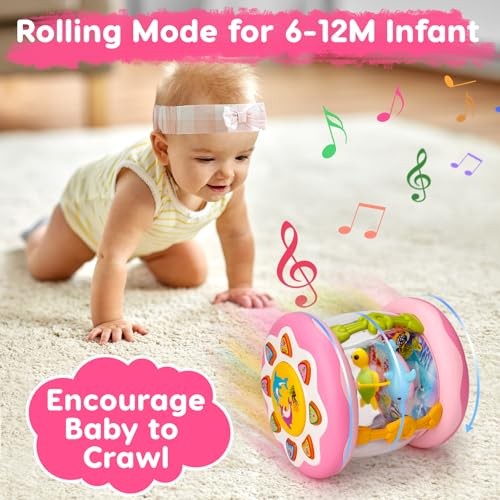 Baby Girl Toys 0-6 Months Ocean Projector Rotating Musical Light Up Tummy Pink