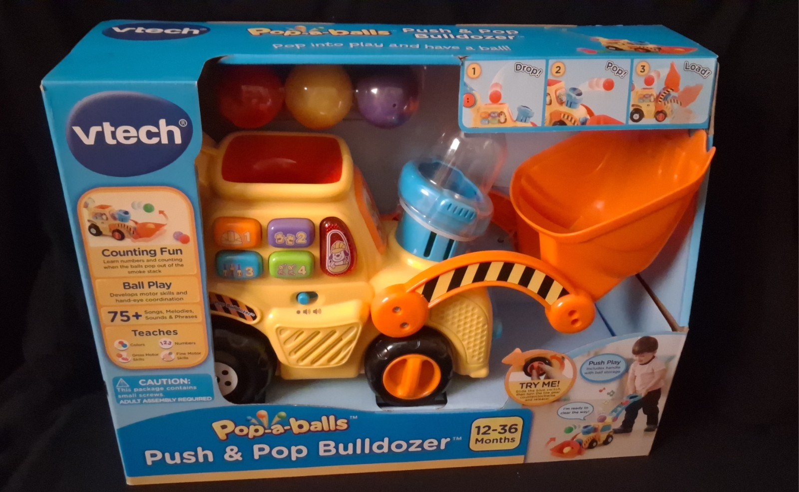 VTech Pop-a-Balls Push & Pop Bulldozer Push Toy, 12-36 Months, Multicolor