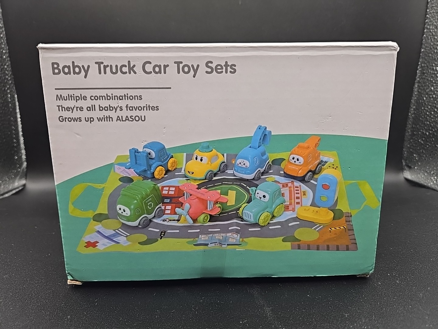 8 Pc. Baby Toy Car and Truck Set with Carry bag. ALASOU 12M+ Toddler NEW
