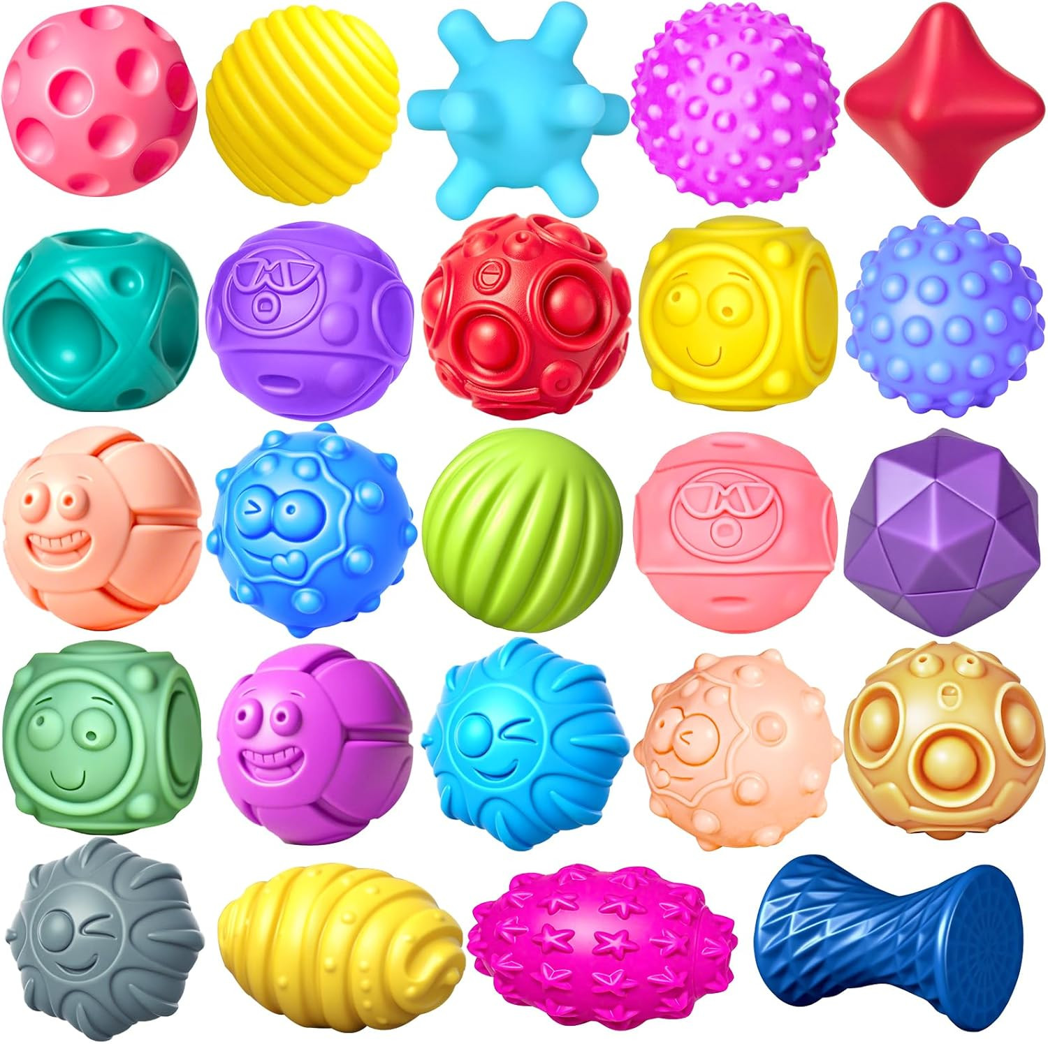 24 Pcs Sensory Balls Toddlers Babies Montessori Soft Textured Multi Color