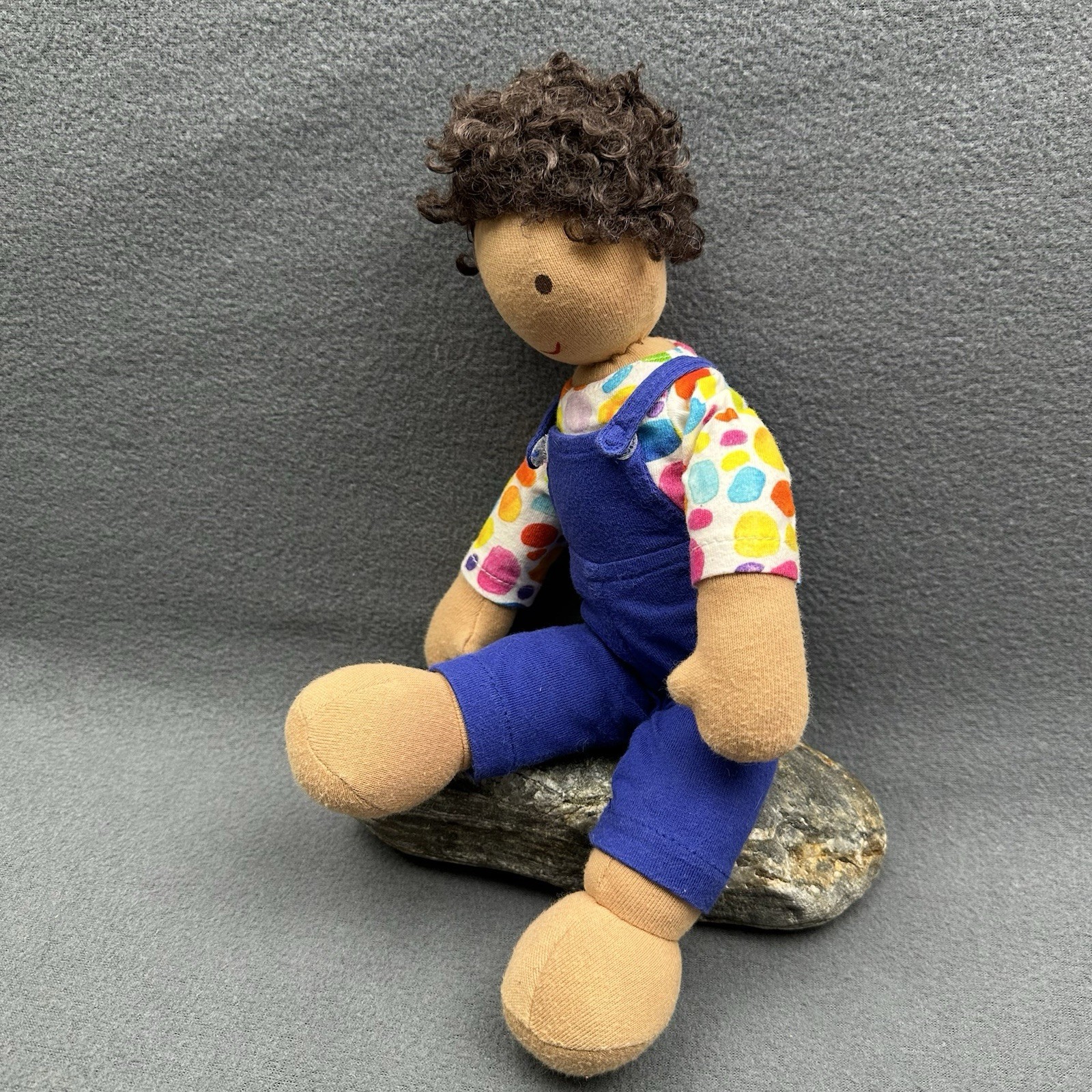 LOVEVERY Doll Avery Blue Overall Plush Baby Gender Neutral 13″ Tall *defect*