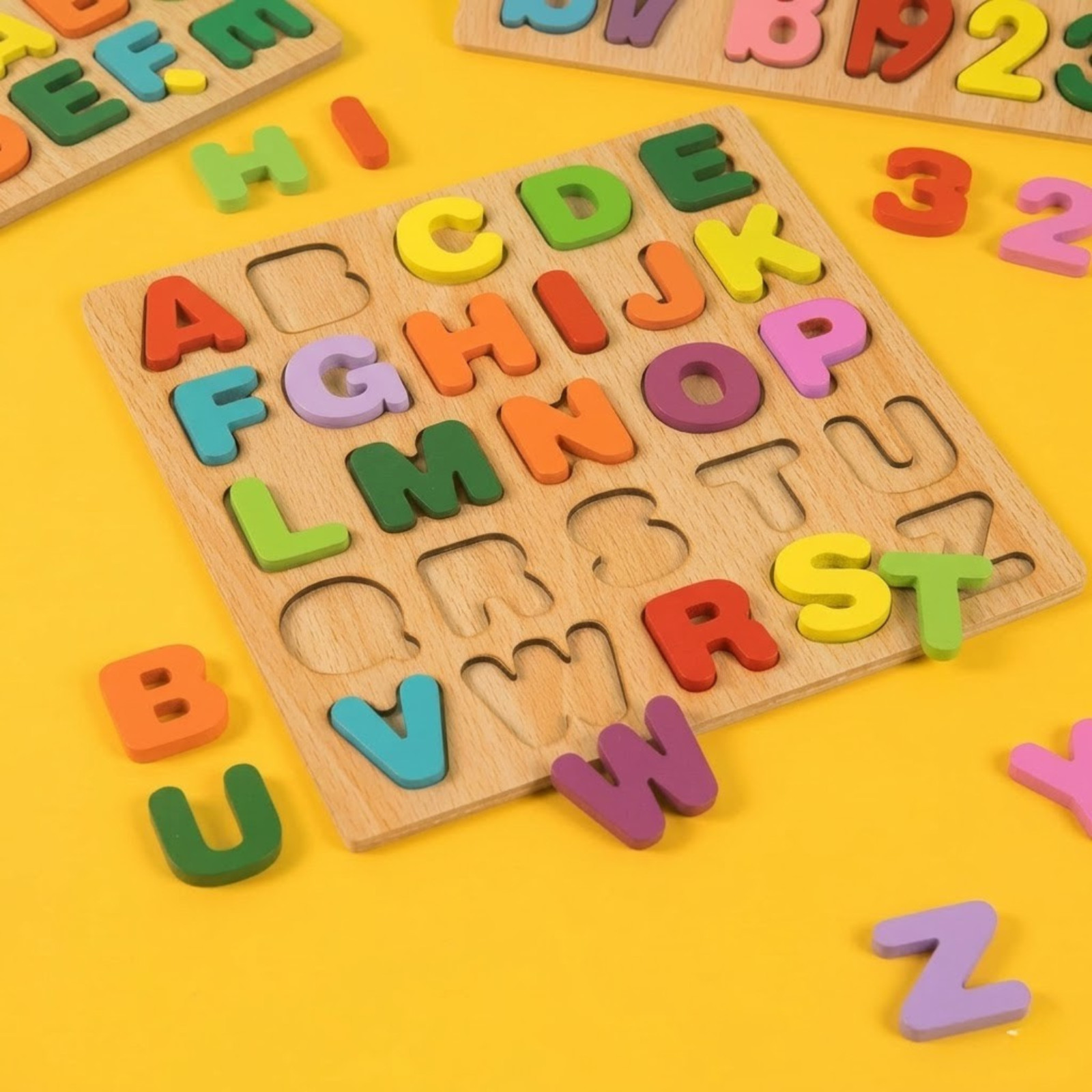 Kids Wooden Alphabet Puzzle Educational Learning Toy ABC Shape Montessori Game