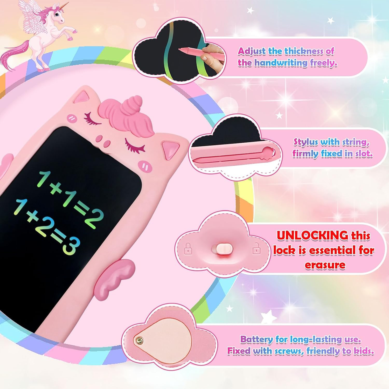 Toys for 1 2 3 Year Old Girl Gifts,10In Writing Tablet for Kids,Toddler Toys Age