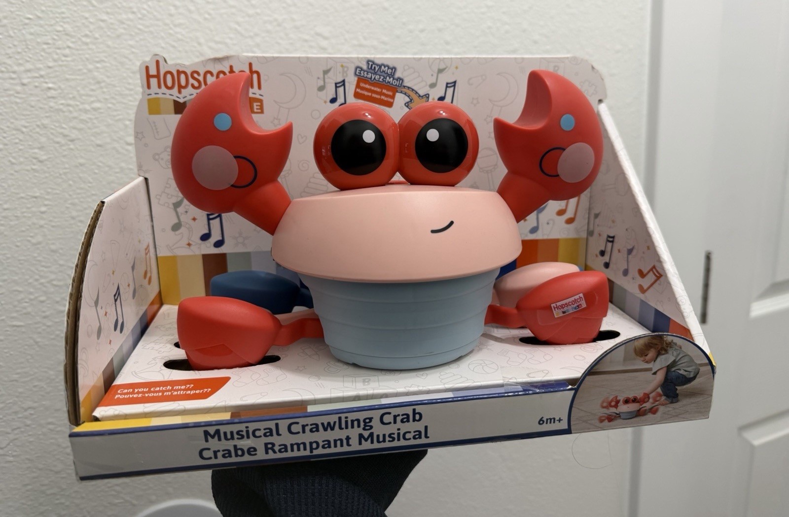 Hopscotch Lane Musical Crawling Crab Baby Toy Sea Life Red Blue Pink 6+ Months