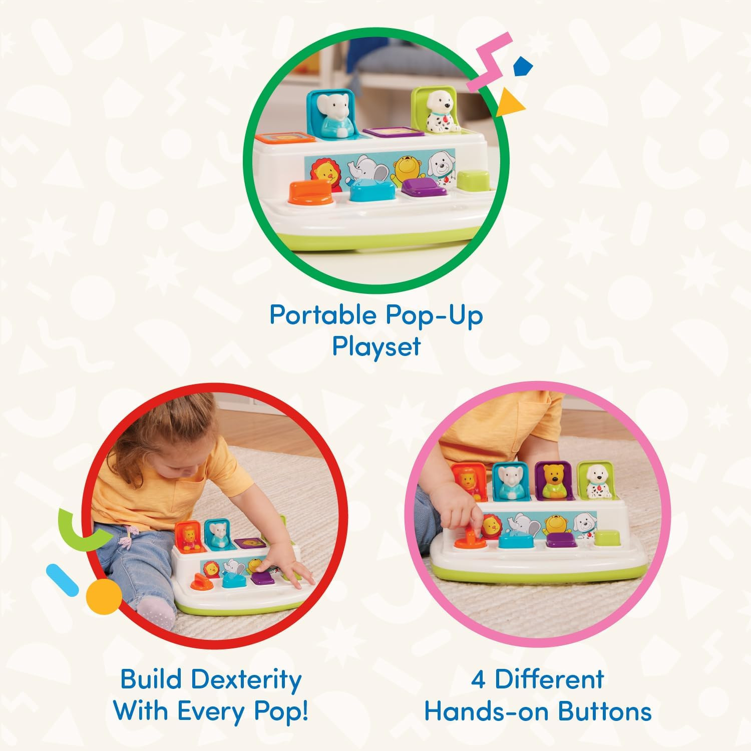 Pop-Up Pals Cause-and-Effect Developmental Toy Color Sorting Buttons 18+ Months