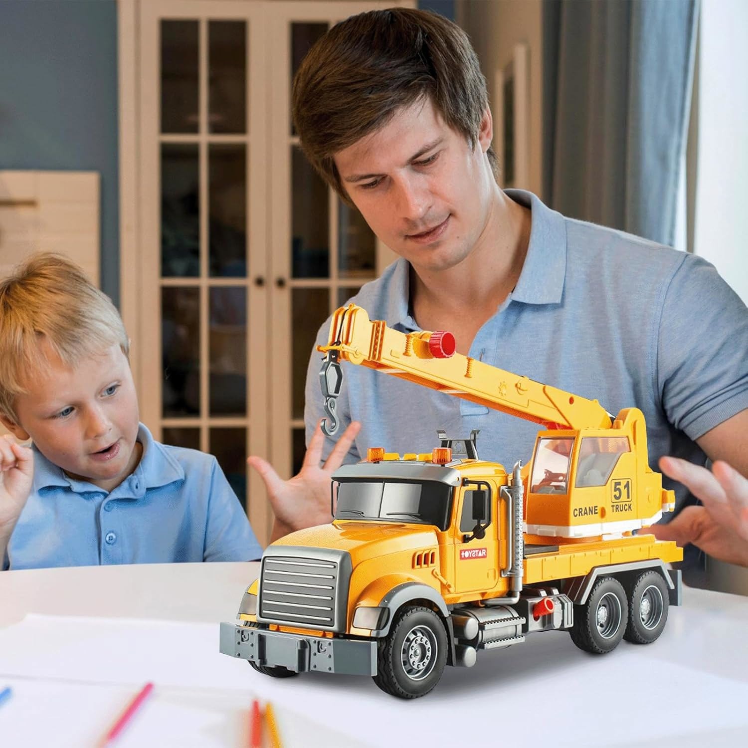 Kids Toys for 3 4 5 6 7 8 Years Old Boys Crane Truck Toy Friction Truck Vehicle