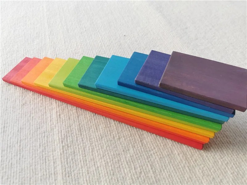 Wooden Rainbow Arch Stacking Blocks Montessori Sorting Peg Dolls Kids Toy