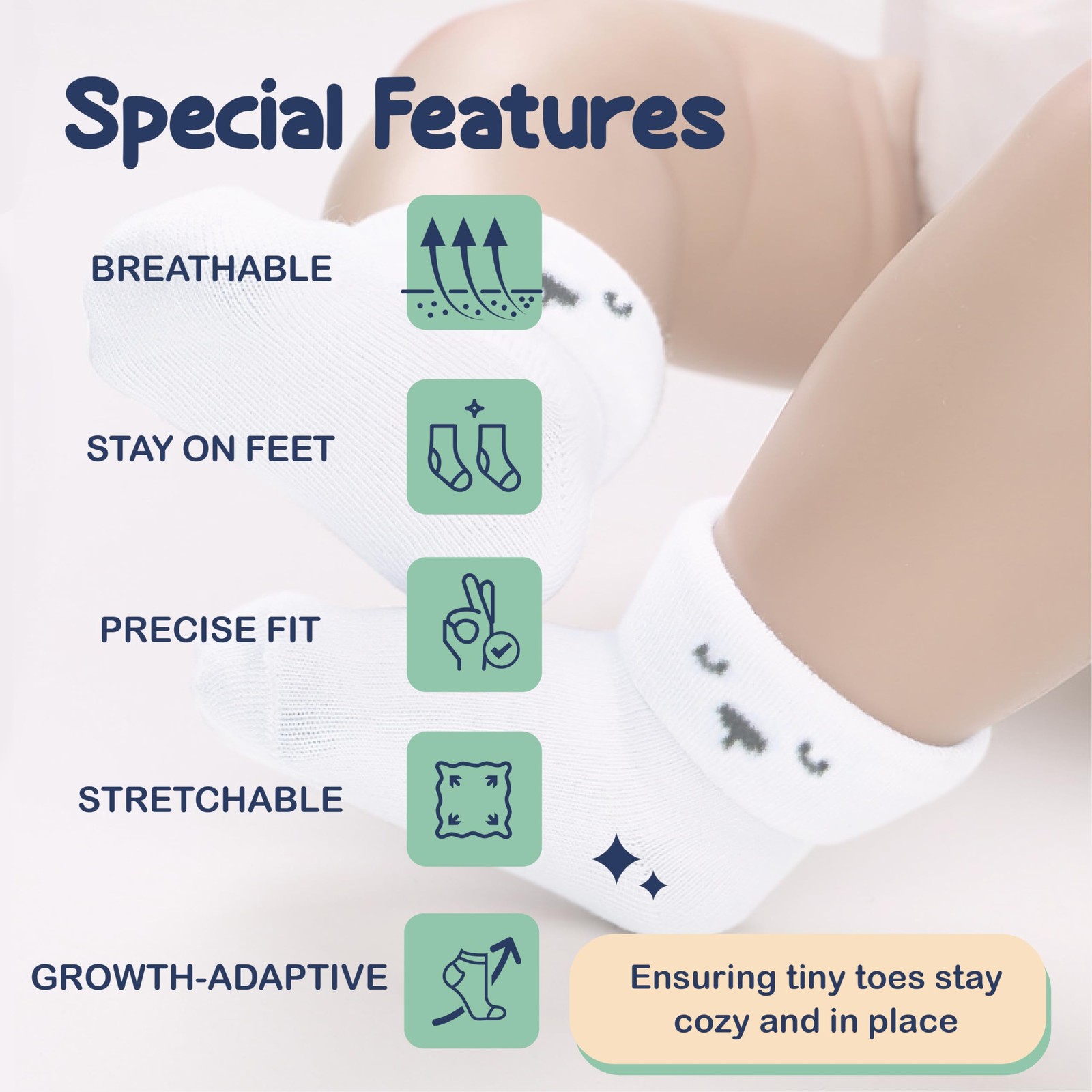 Baby Socks 0-6 Months 12 Pairs Organic Cotton Blend Newborn Socks for Girls &…