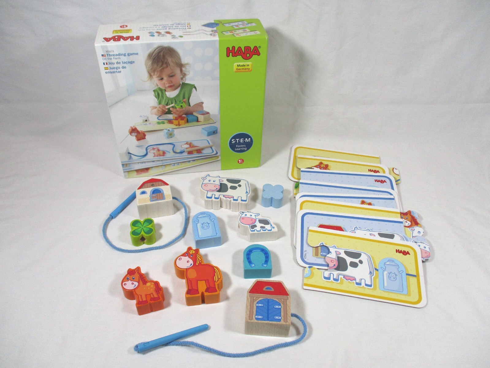 HABA Threading Game On The Farm Wooden STEM Educational Toys Made in Germany