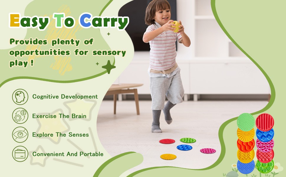 10Pcs Sensory Mats Portable Learning Activities Small Textured Sensory Circles