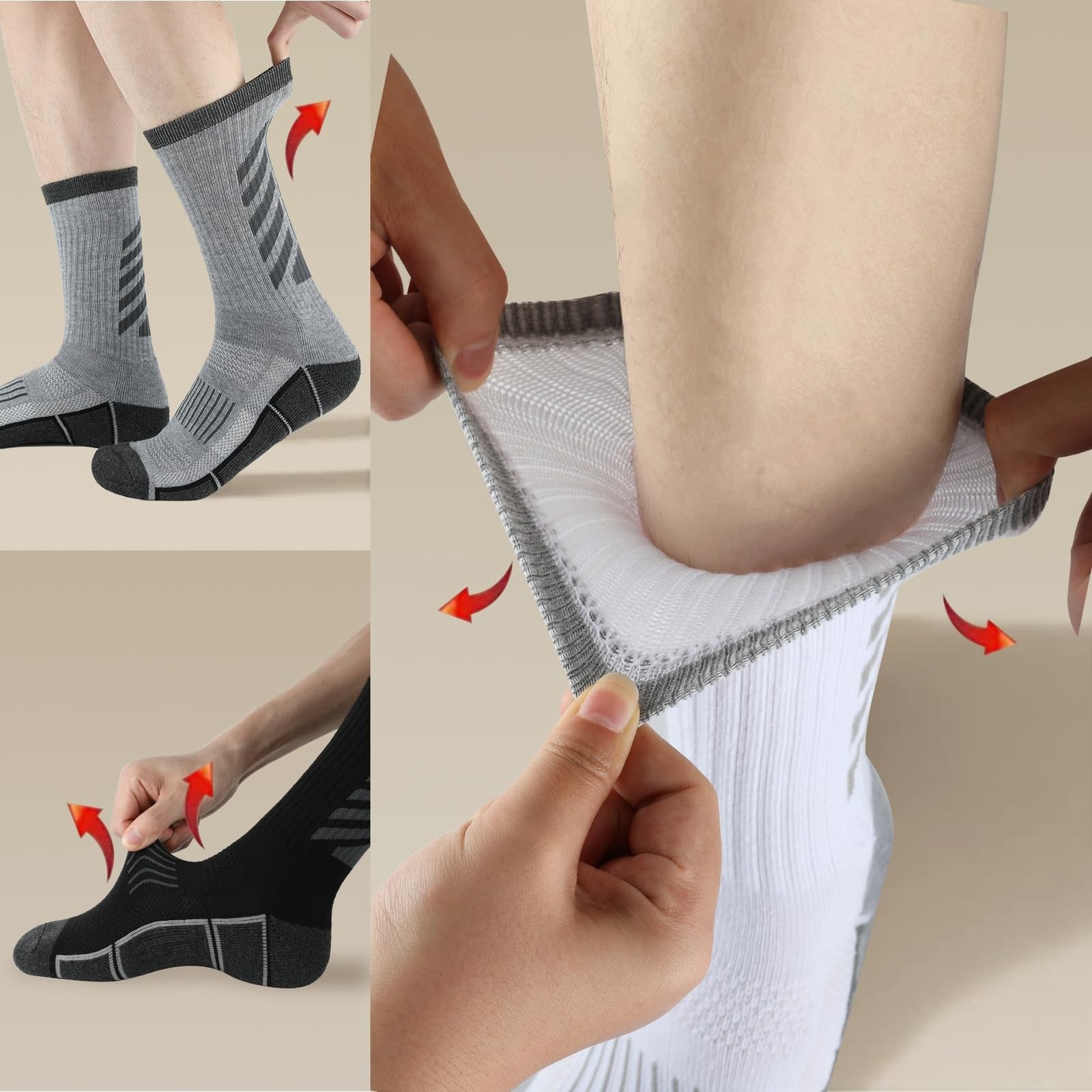 COOVAN Mens Athletic Crew Socks Moisture Wicking Heavy Duty Cushioned Work So…