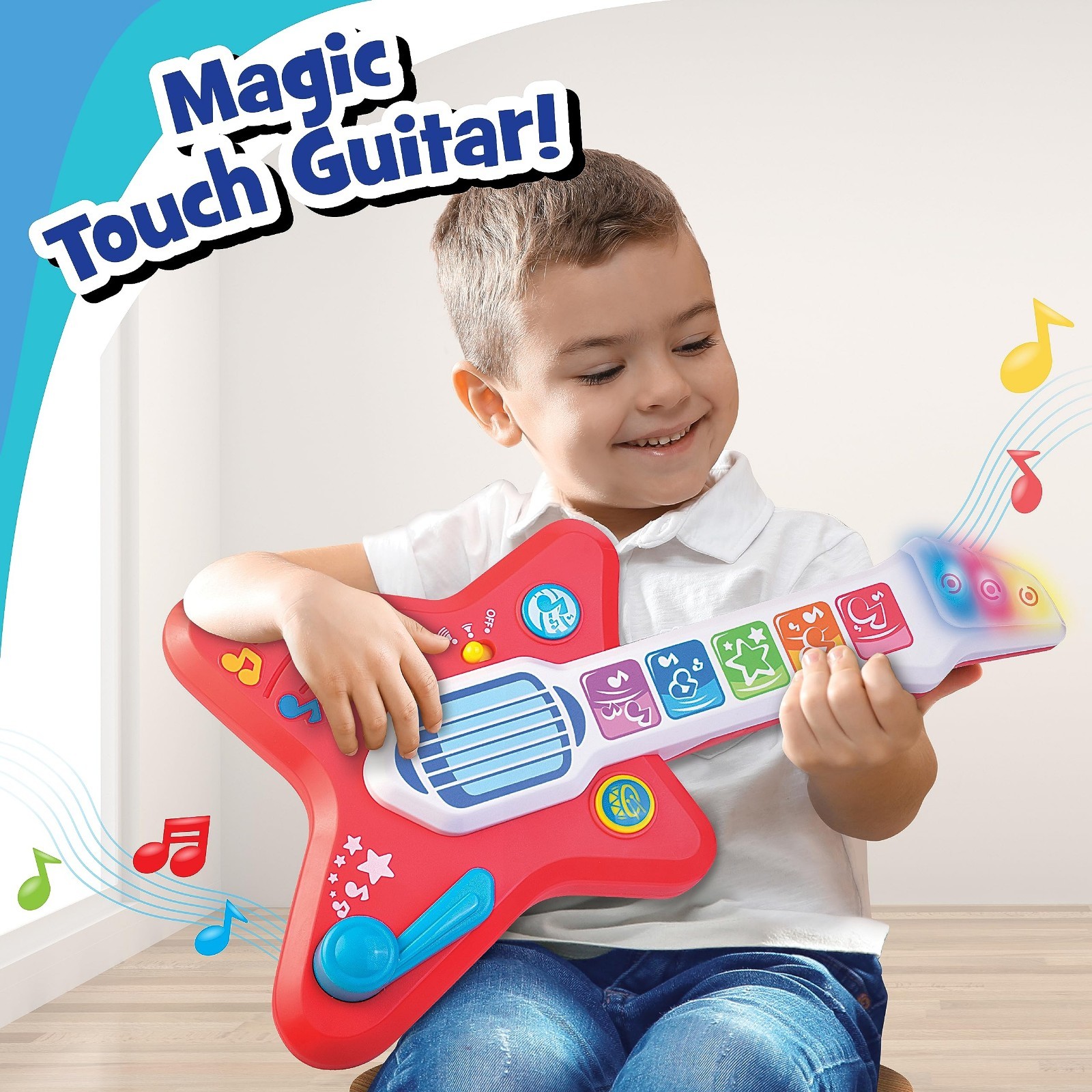 Magic Touch Guitar, Toddler Light Up Music Toy with Volume Control, Infant Touch