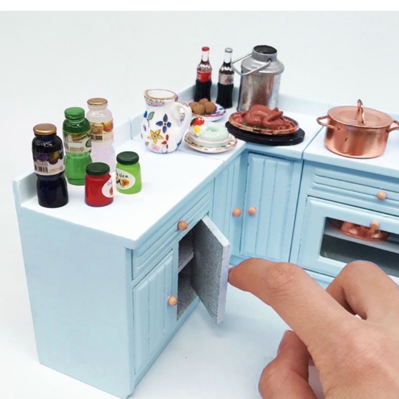 1/12 Dollhouses Kitchen Cabinet Set with Functional Doors Dollhouses Furniture