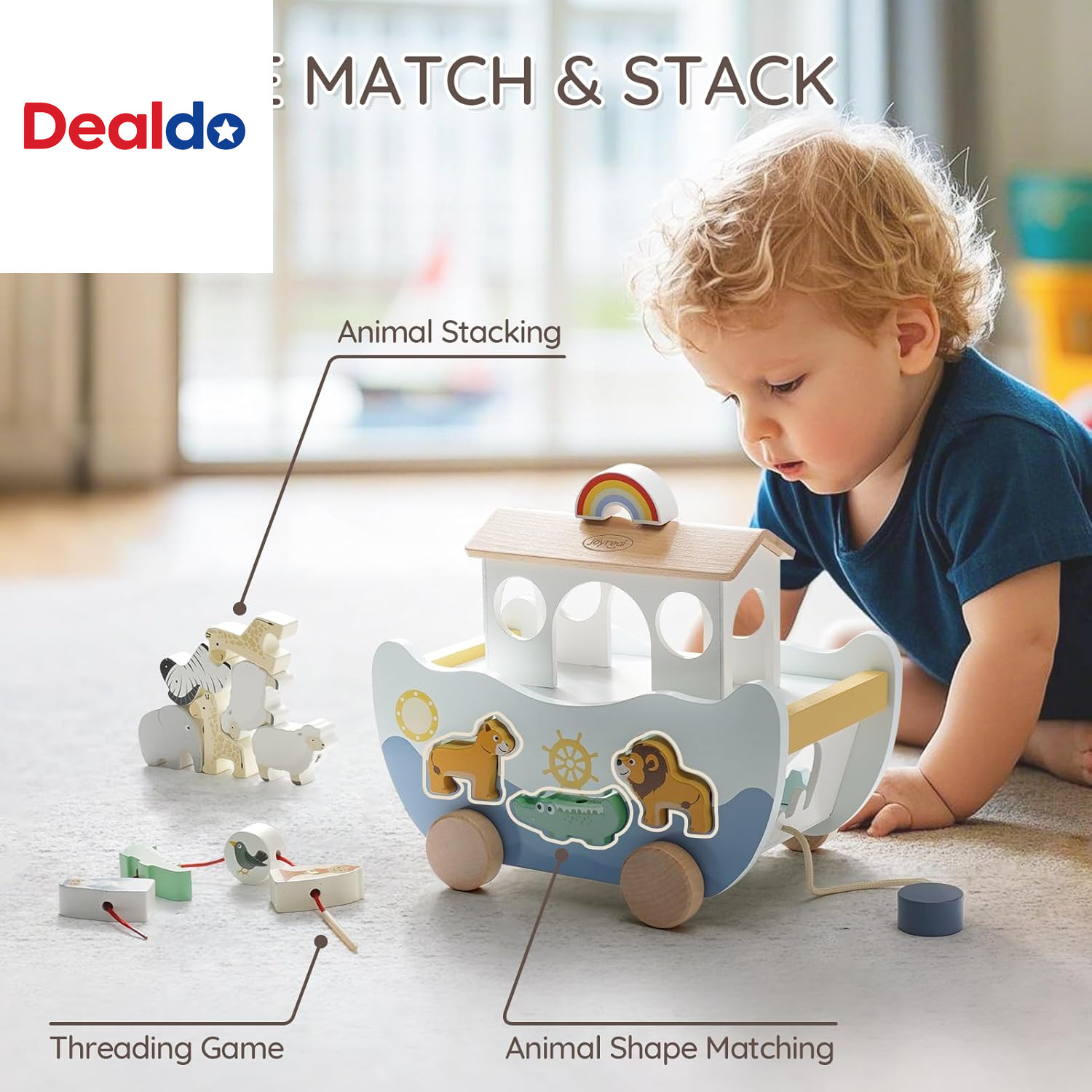 Wooden Noah’S Ark Toy for 1 Year Old Baby Boy and Girl Baptism Gift – Neutral Co