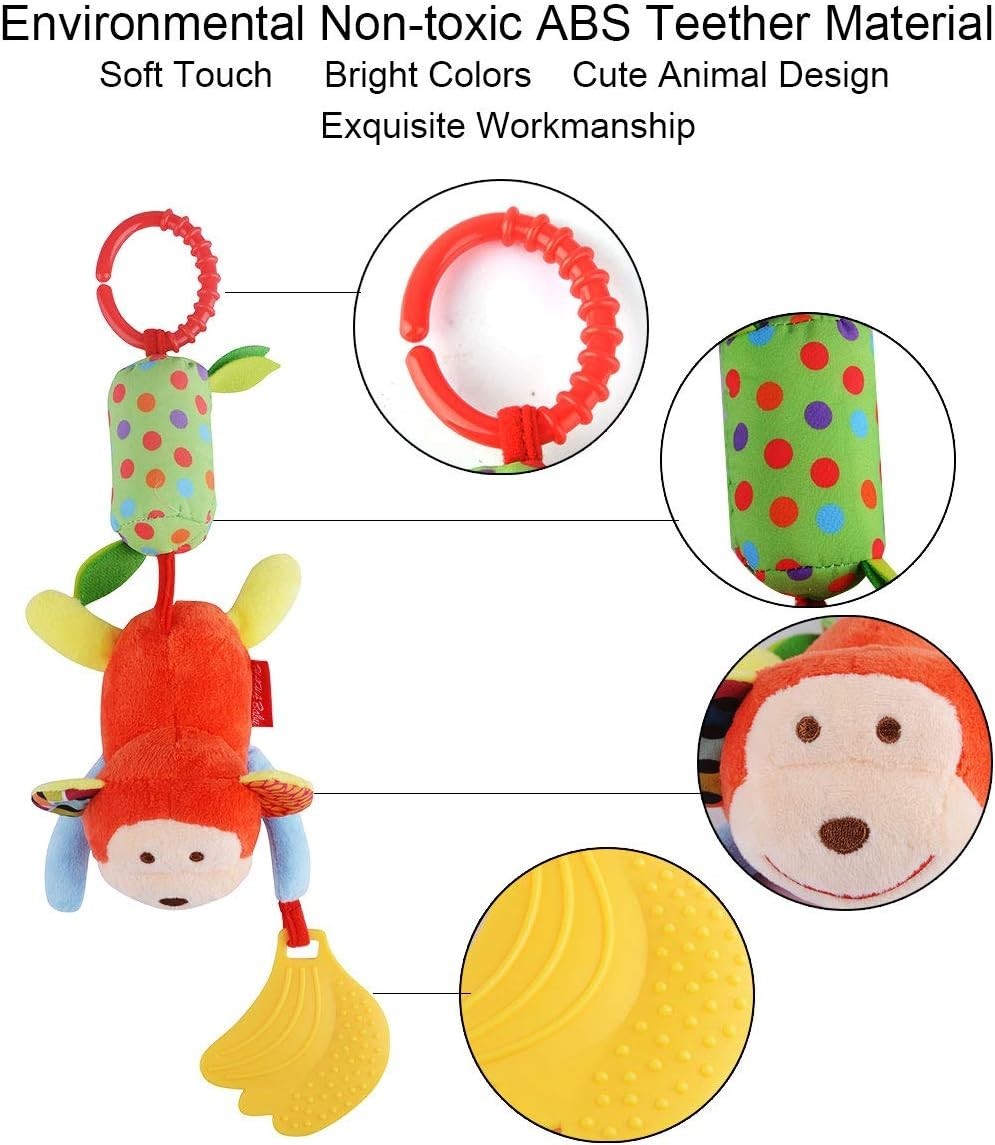 Toys for 0 3 6 9 to 12 , Soft Hanging Crinkle Squeaky Sensory Learning Toy In…