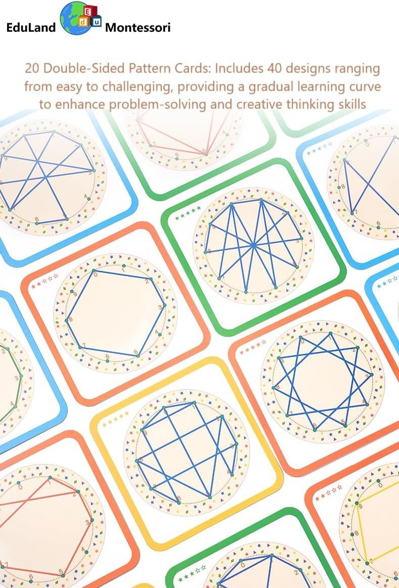 Wooden Peg Board Winding Patterns Game – Learning & Development Toy – 3+ Years
