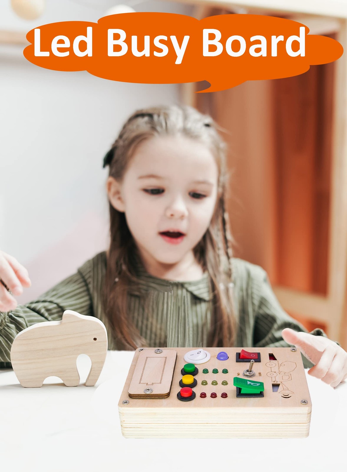 Falecha Busy Board Montessori Toys for 1 Year Old Led Button Push Toys Light