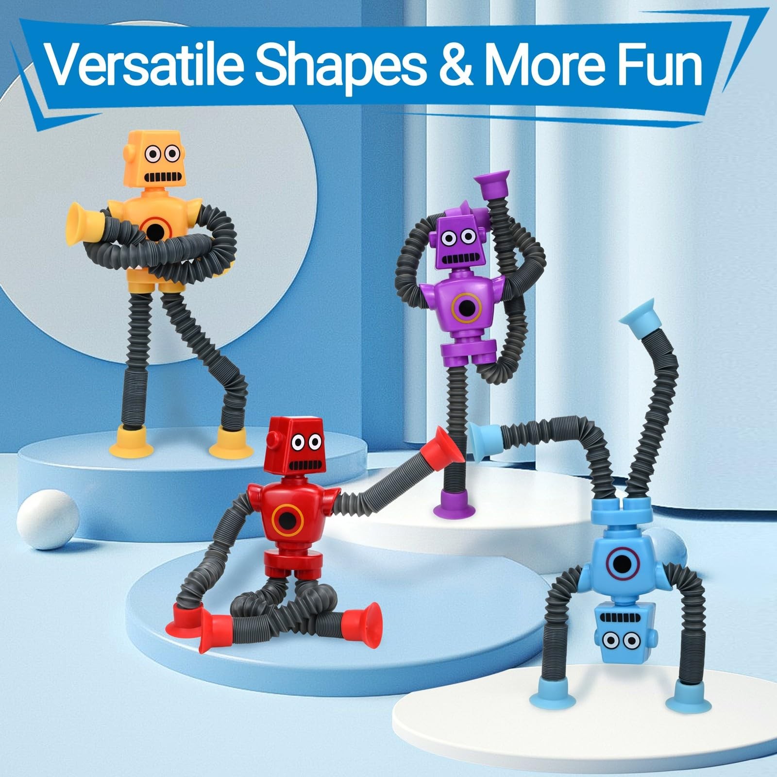 Easter Basket Stuffers, Robot Toys (4 5.6 inches, Red, Blue, Yellow, Purple