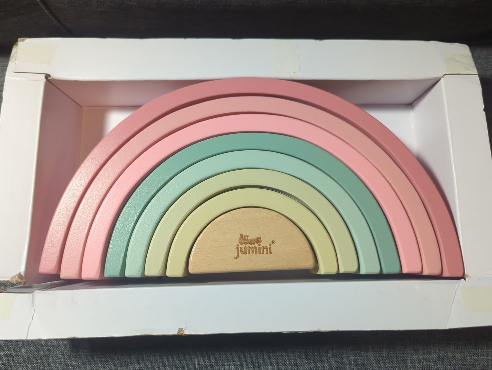 New Jumini Stacking Rainbow Retro Baby Toys Pastel Color Baby Natural Wood