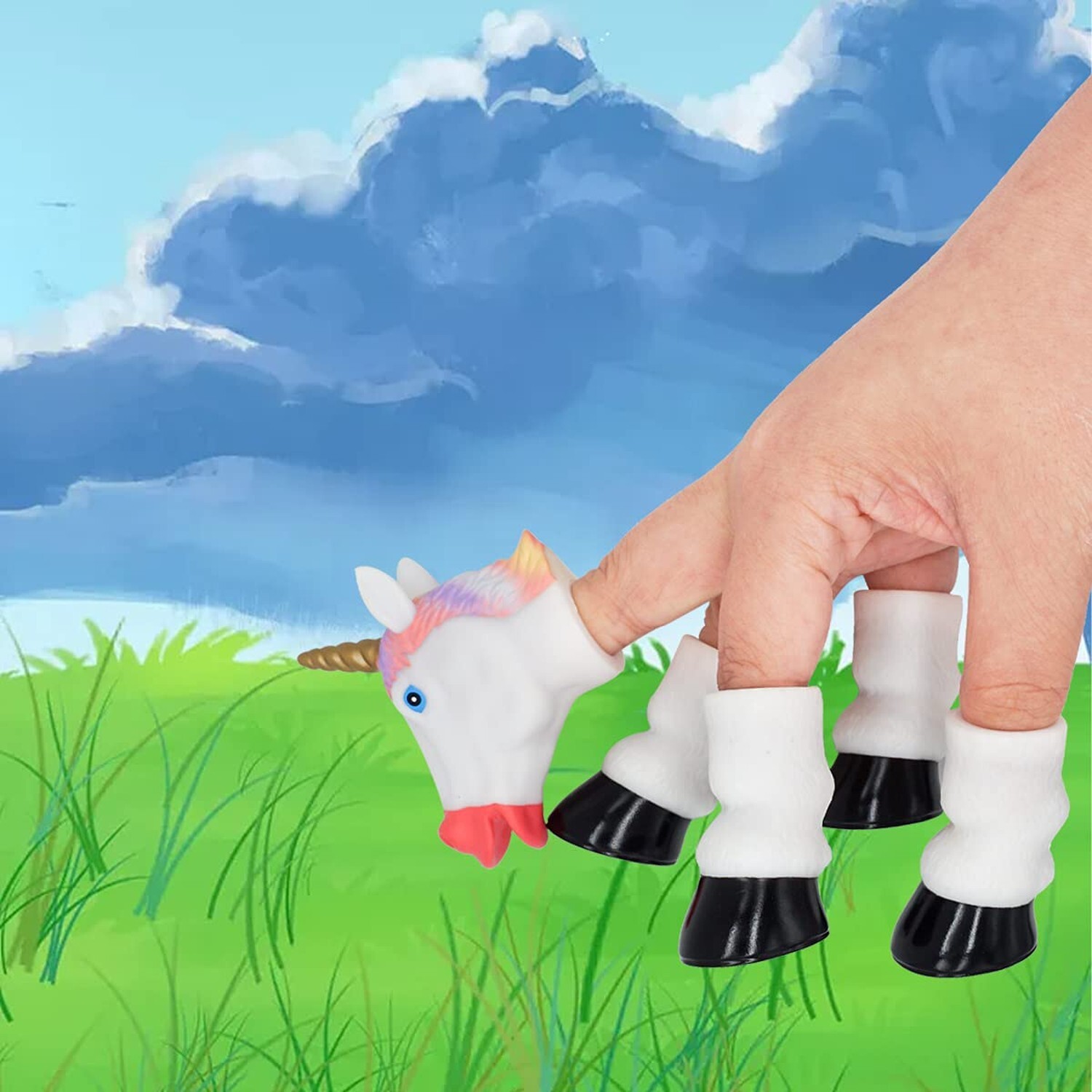 AQKILO Unicorn Finger Puppets Novelty Toys Finger Doll Props Animal Hand Pupp…