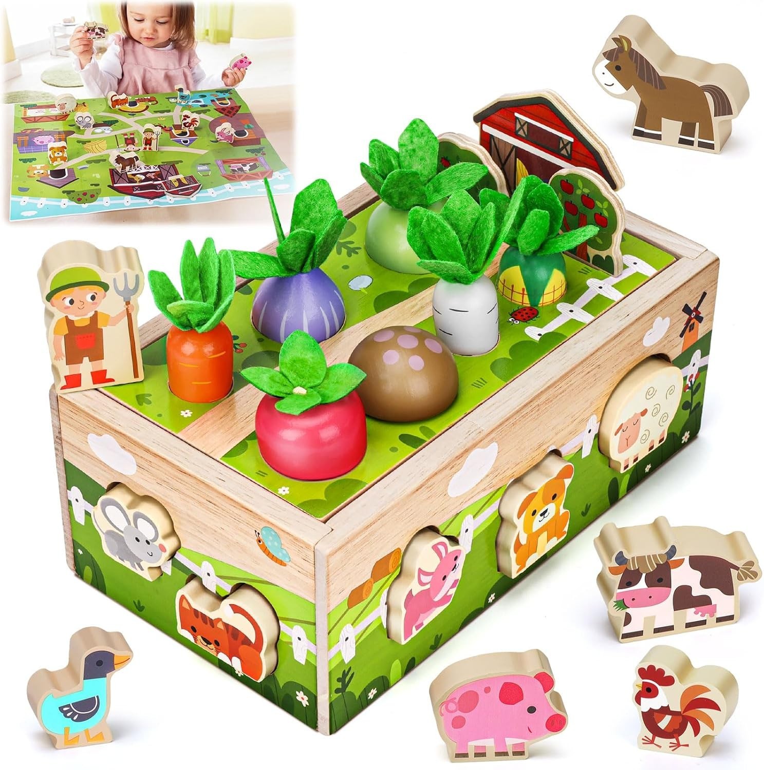 Montessori Wooden Sensory Toddler Toys: Toy for 1 Year Old Boys Girls Birthday