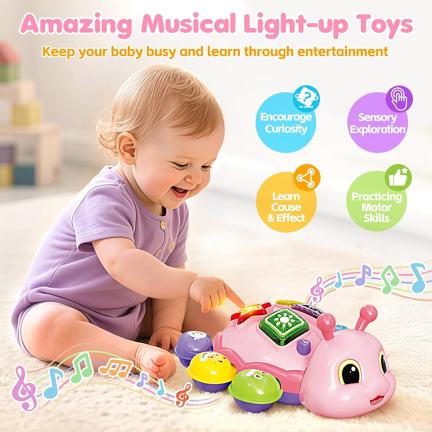Baby Crawling Toys for 6-12 Months, Musical Toys for Infants 7 8 9 10 11 Months,