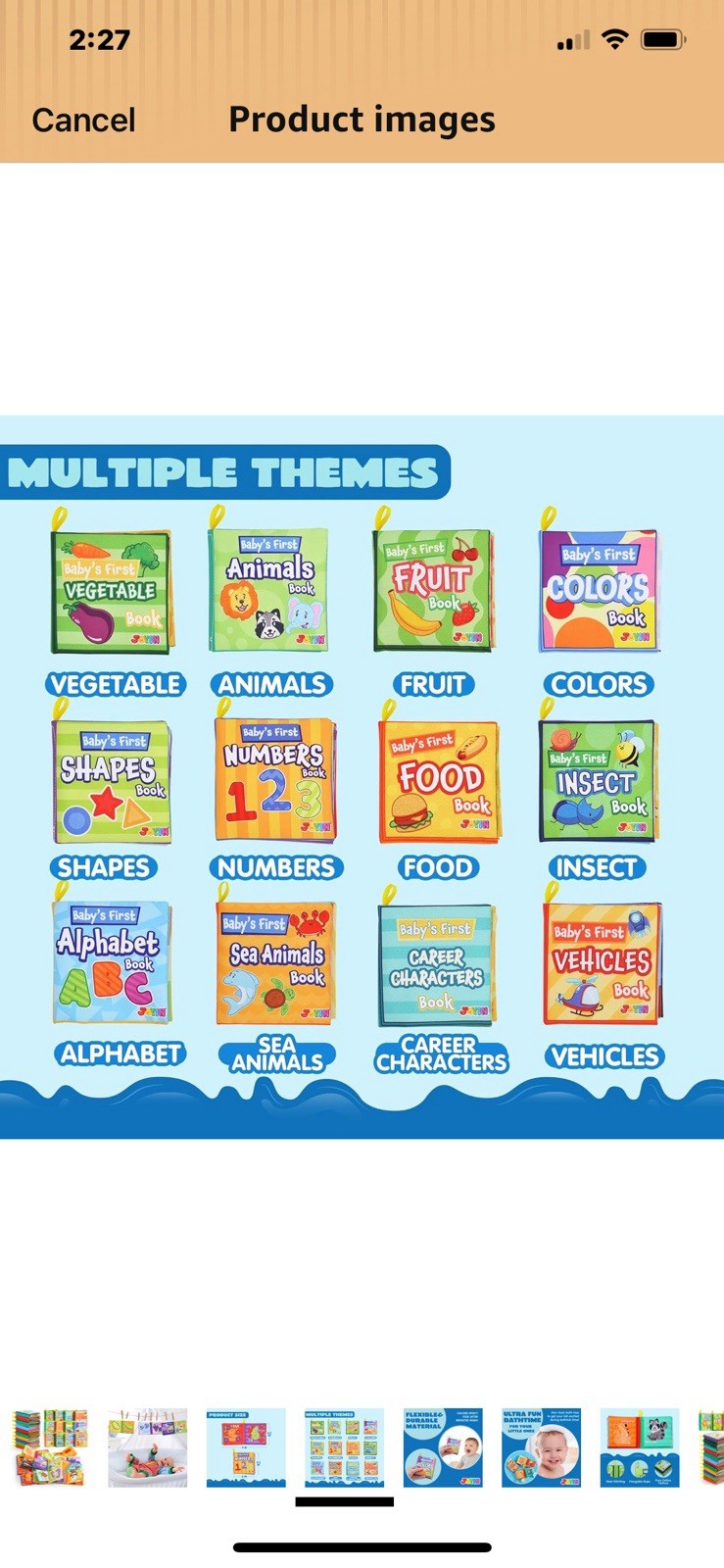 JOYIN 12 Pcs Bath Books, Nontoxic Fabric Soft Crinkly Cloth Books Learning New
