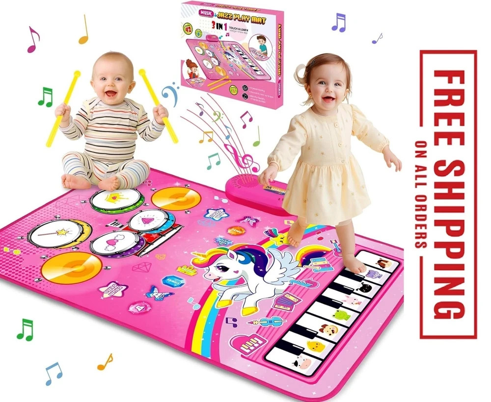 Toys for 1 Year Old Girl Gifts: Baby Musical Mat Toddler Age 1-2 – 3 in…